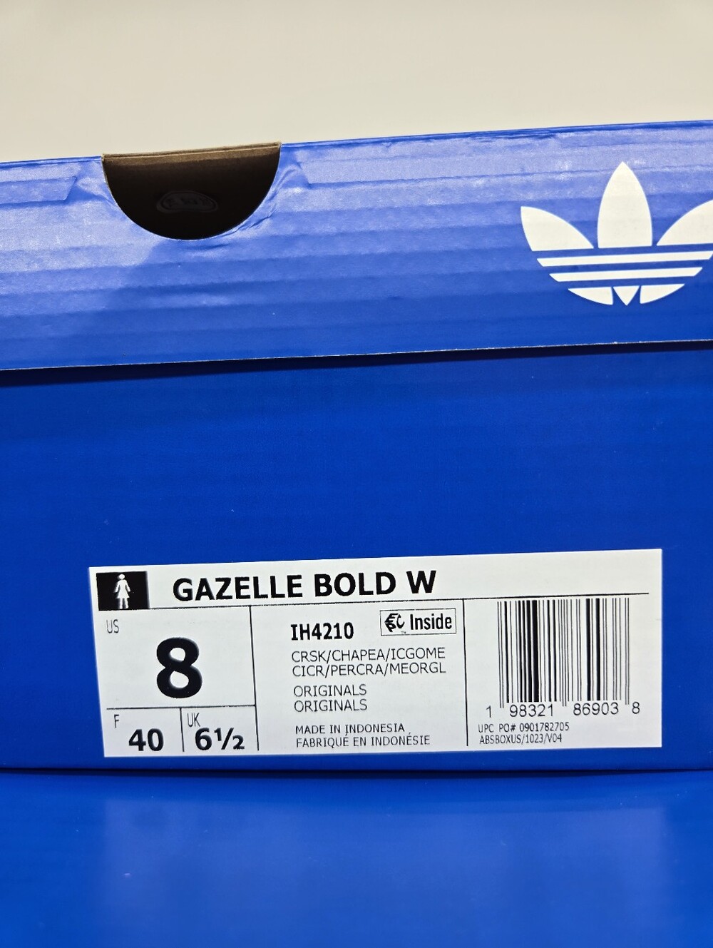 adidas Women's Gazelle Bold IH4210 Crystal Sky Chalk Pearl Shoes Size 8 - Picture 8 of 8